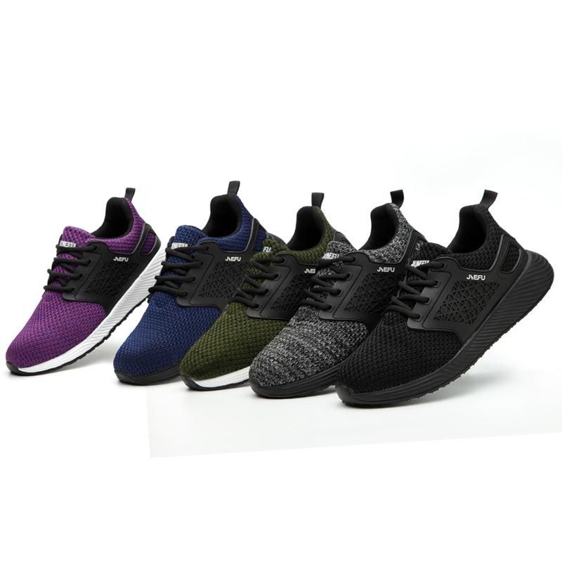 Jiefu safety shoes, flying woven, lightweight, breathable, steel head, anti-smashing, anti-piercing,