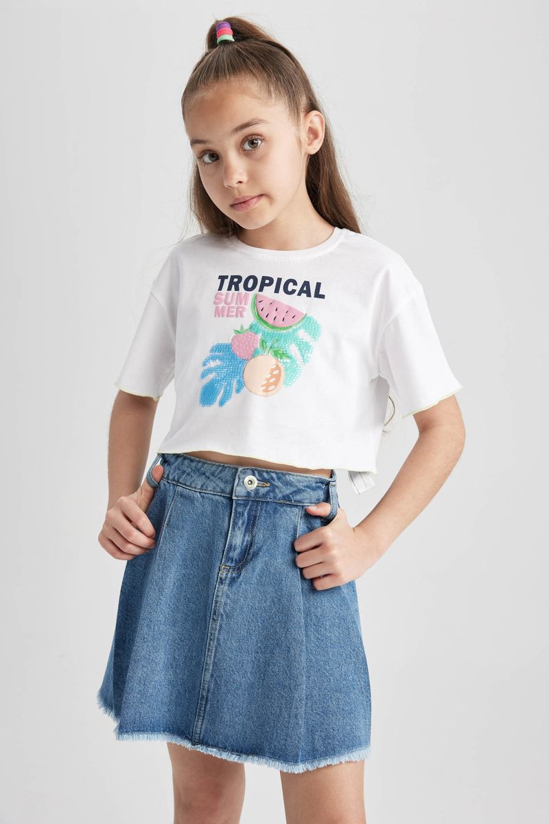 Girl Casual Relax Fit Denim Skirt - Blue