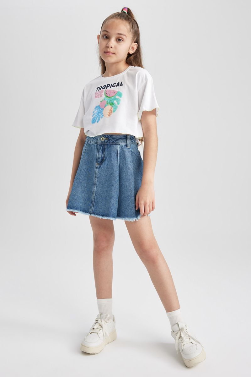 Girl Casual Relax Fit Denim Skirt - Blue