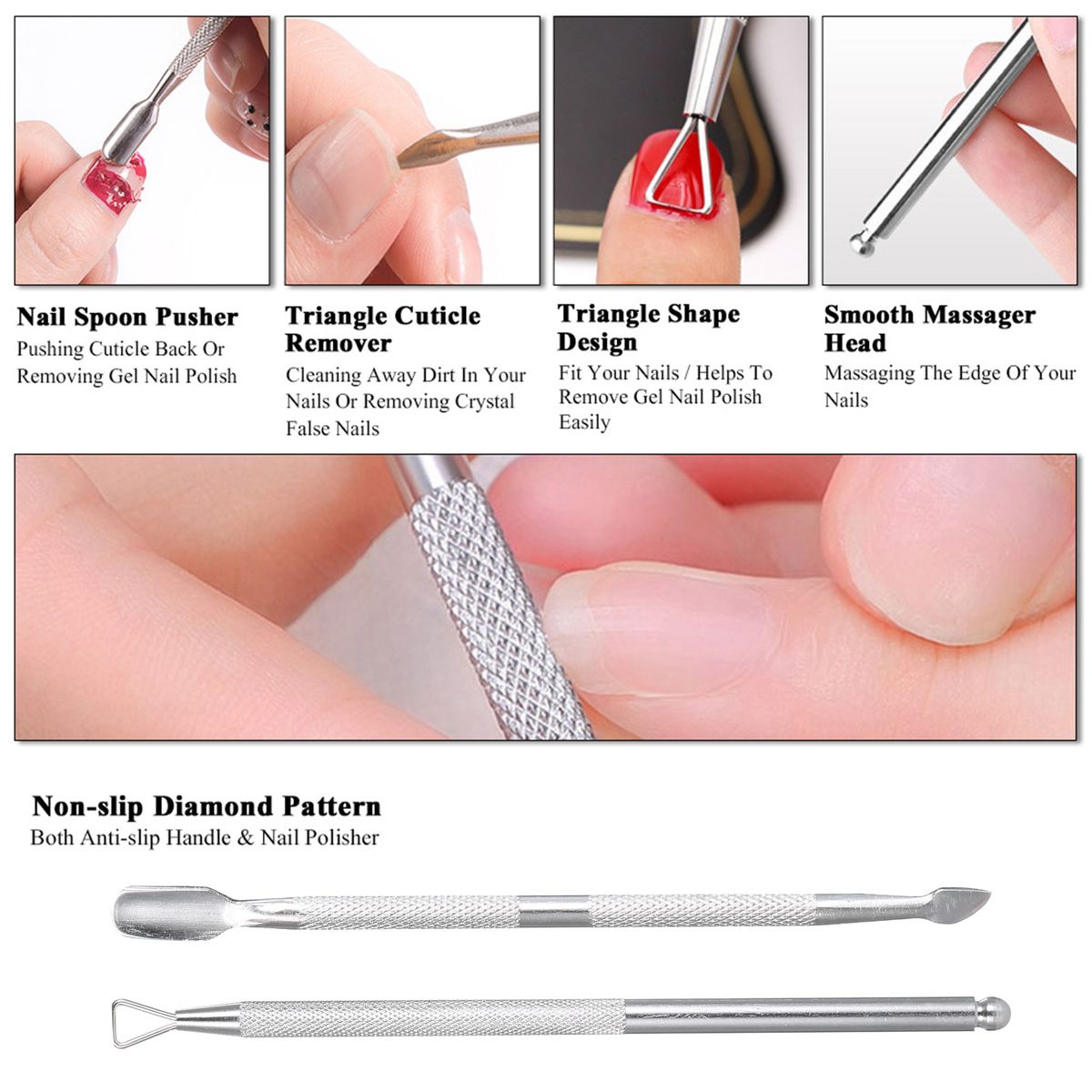 Nail Art Care Double-ended Nail Cuticle Trimmer Dead Skin