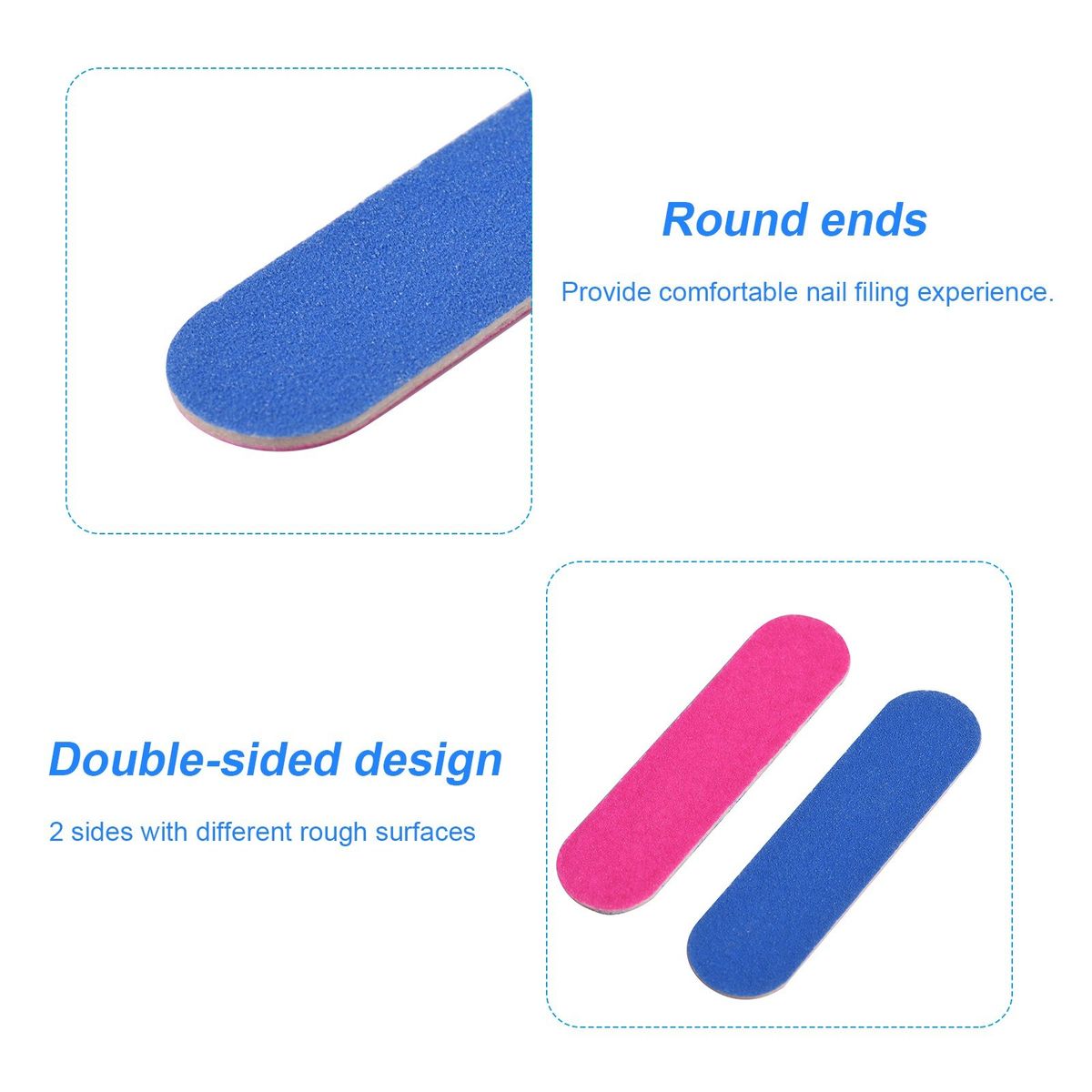 10Pcs/20Pcs Double-side Nail Files Mini Disposable Nail Buffer DIY Sandpaper Nail Tips Pink Blue Sanding Block Nail Art Tools