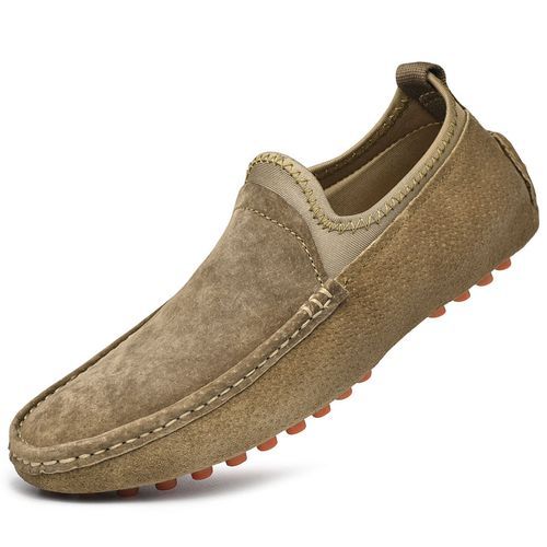 Men's Moccasins Natural Leather Shoes 38-49-Khaki