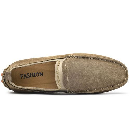 Men's Moccasins Natural Leather Shoes 38-49-Khaki