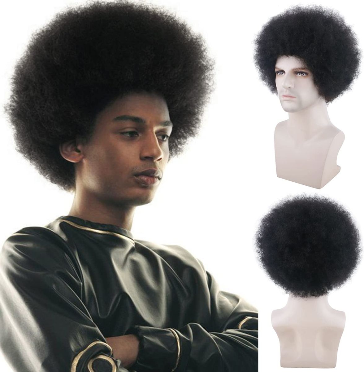 Afro Kinkly Curly Wigs Real Hair For Black Men/Women