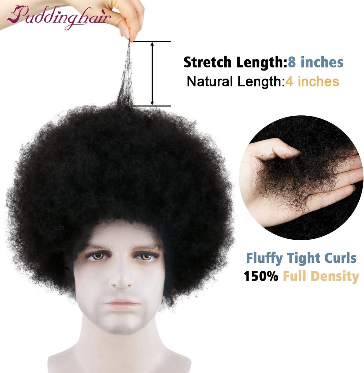 Afro Kinkly Curly Wigs Real Hair For Black Men/Women