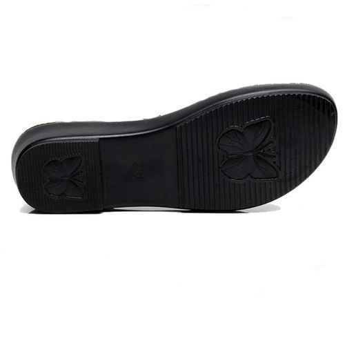 Women Summer Fashion Leather Knot Sandals Wedges Comfort Big Size Shoes-Black