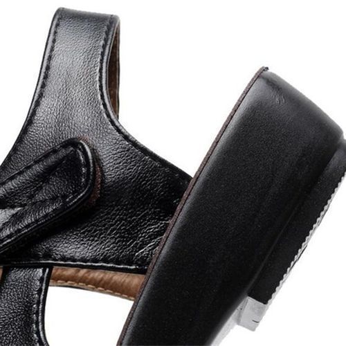 Women Summer Fashion Leather Knot Sandals Wedges Comfort Big Size Shoes-Black