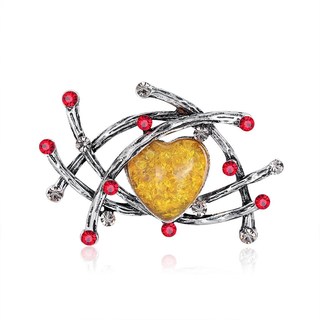 Brooch Retro Crystal Love Alloy Simple Sweater with