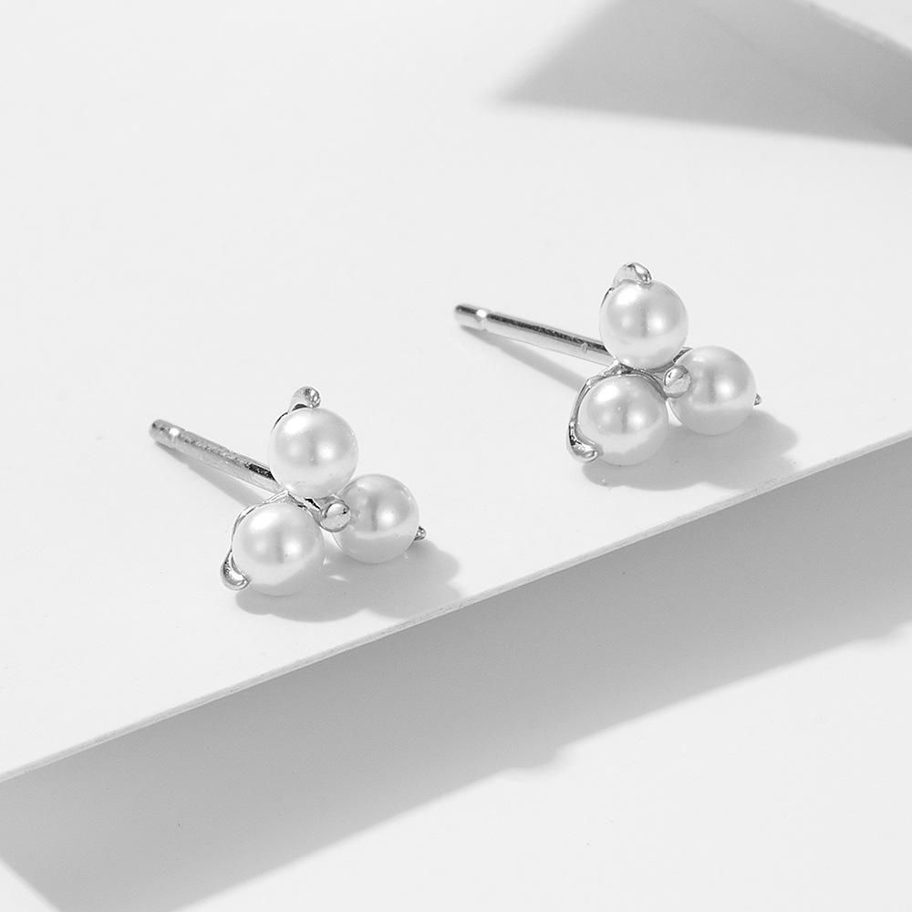 S925 Sterling Silver Pearl Earrings Korean Style Simple Graceful Internet Influencer Earri