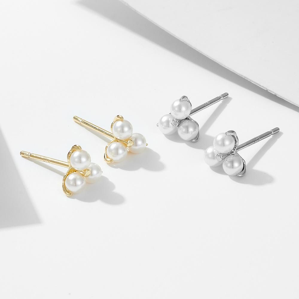 S925 Sterling Silver Pearl Earrings Korean Style Simple Graceful Internet Influencer Earri