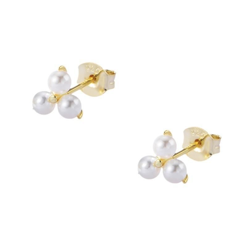 S925 Sterling Silver Pearl Earrings Korean Style Simple Graceful Internet Influencer Earri