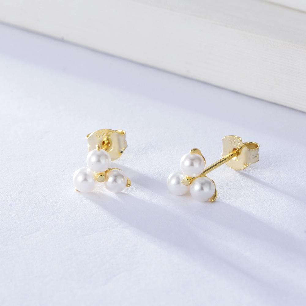 S925 Sterling Silver Pearl Earrings Korean Style Simple Graceful Internet Influencer Earri