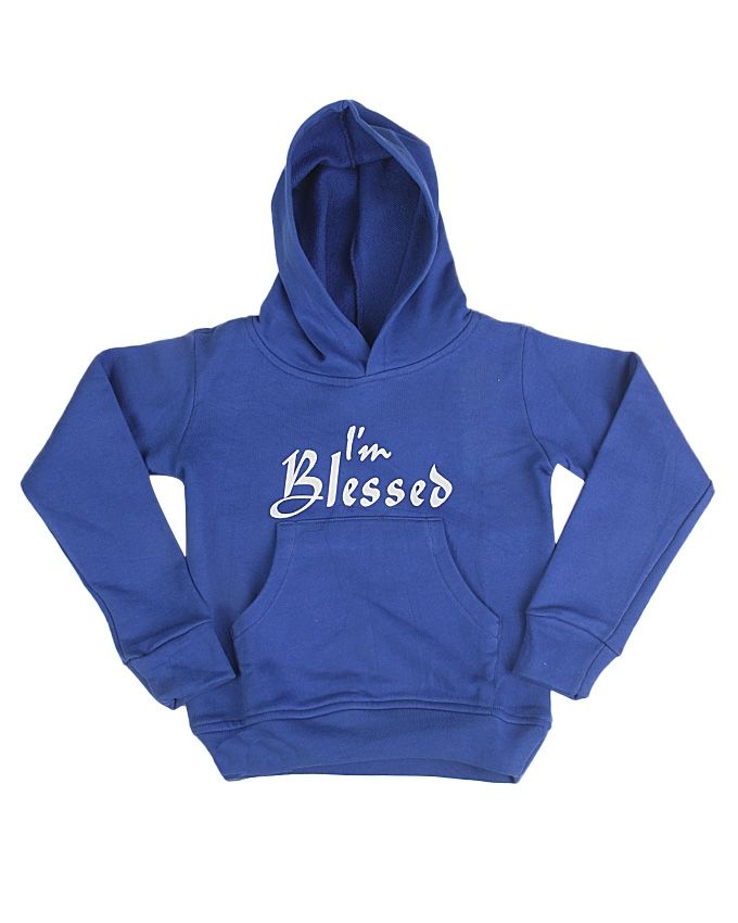 I'm Blessed Printed Children Hoodie- Royal Blue