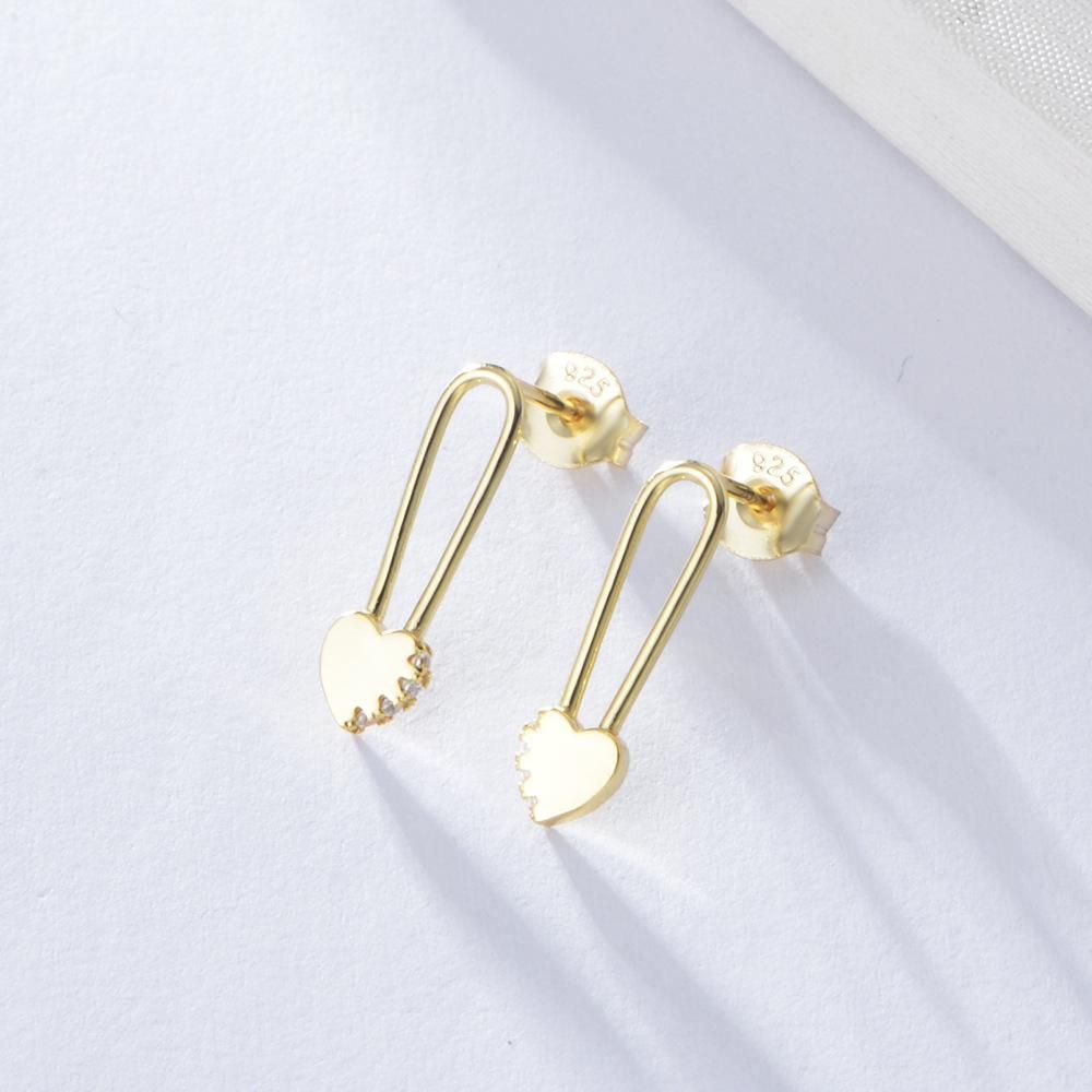 S925 Silver Korean Style Small Heart-Shaped Clip Stud Earrings For Women Cute Japanese Sty