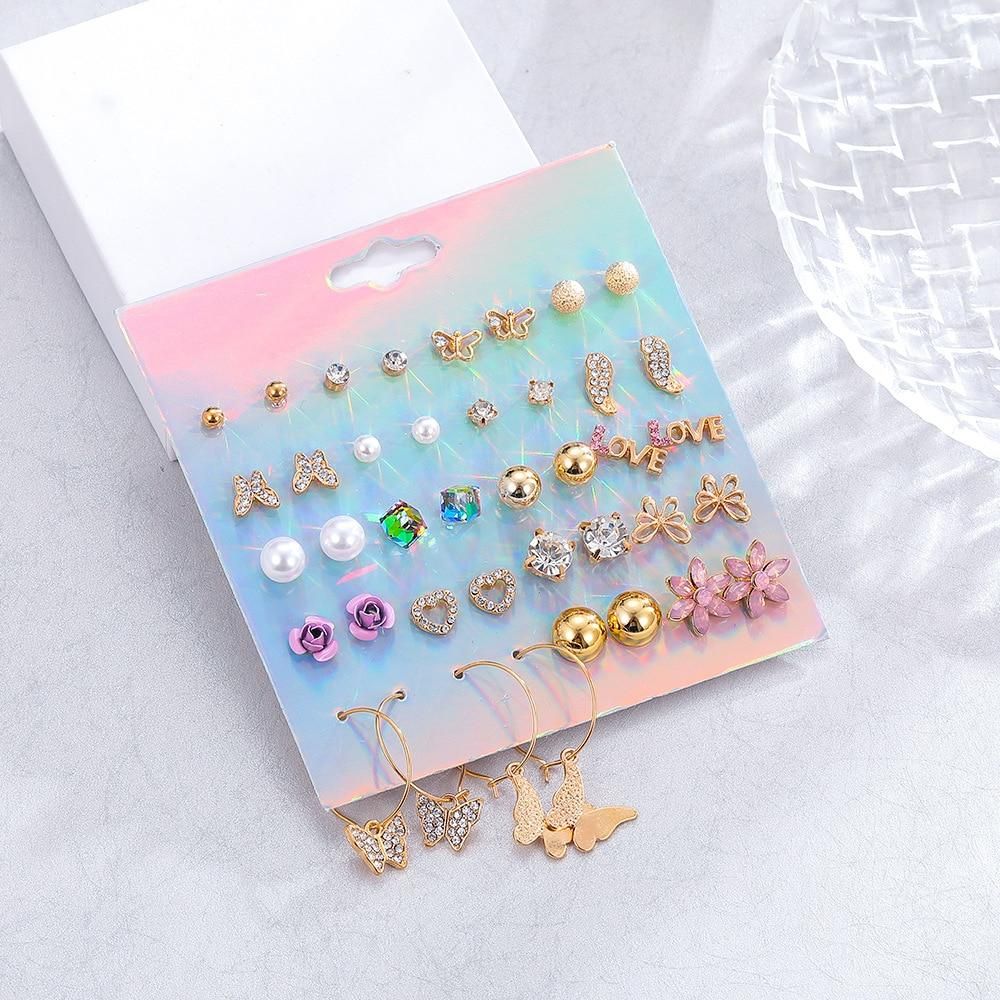 Rainbow Cute Lollipop Alpaca Unicorn Mix Earring Set For Girls Crystal Statement Earring Jewelry Metal Party Christmas Earrings