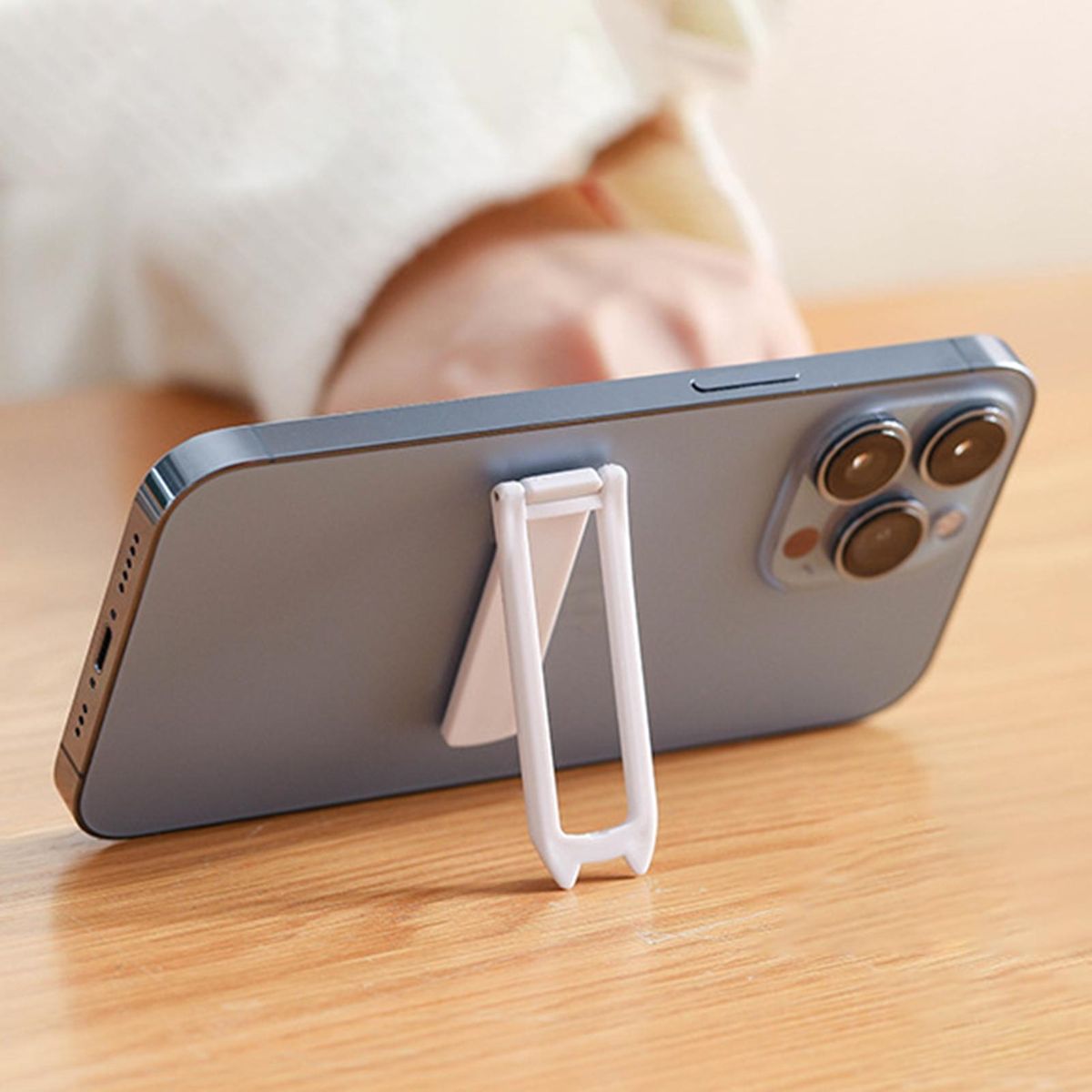 Phone Desk Stand Double Pole Phone Rack White