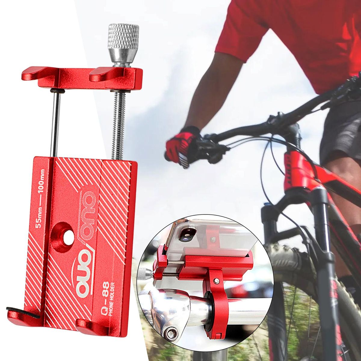 Bike Phone Stand 360 Degree Rotation Bike Phone Holder Red