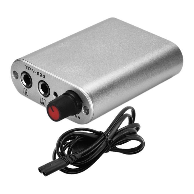 Portable Tattoo Machine Power Adapter With Power Cord Accessory Silver