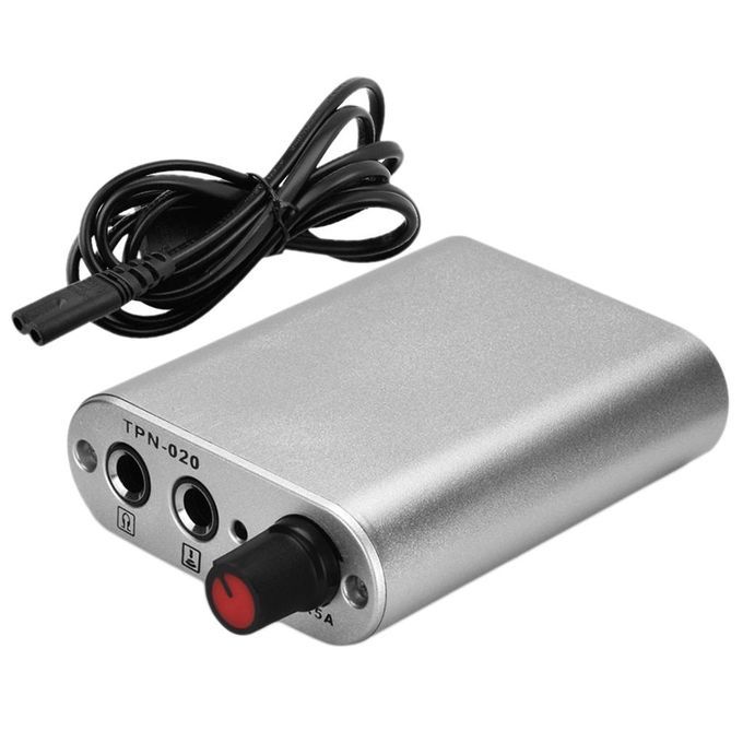 Portable Tattoo Machine Power Adapter With Power Cord Accessory Silver
