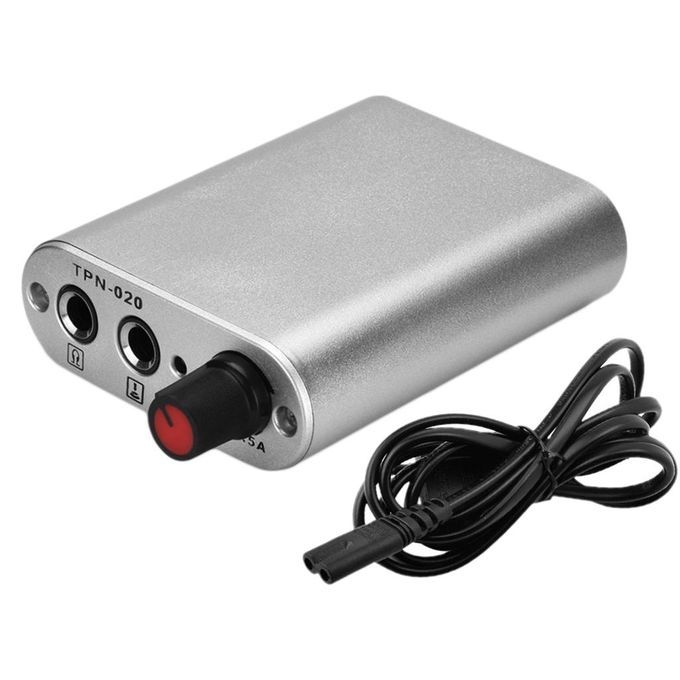 Portable Tattoo Machine Power Adapter With Power Cord Accessory Silver