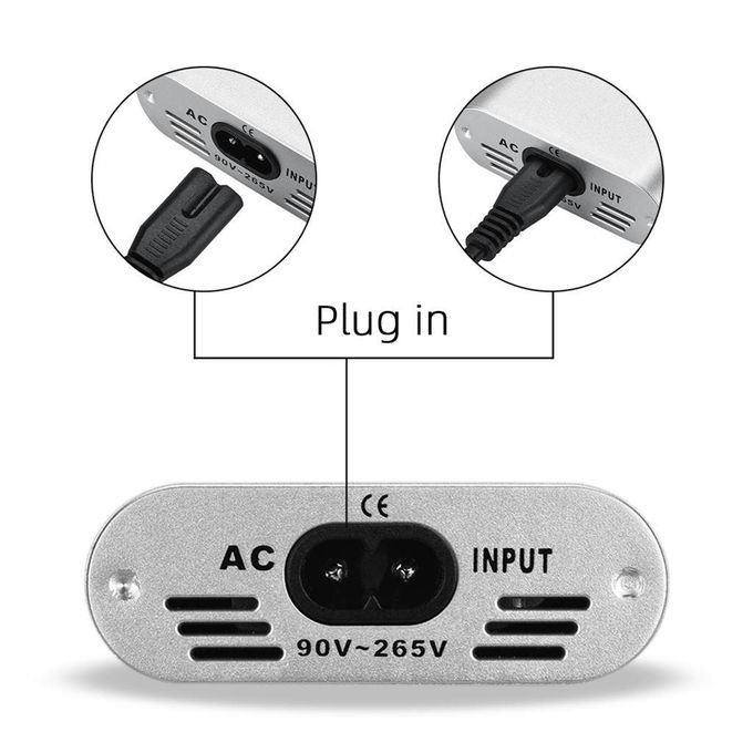 Portable Tattoo Machine Power Adapter With Power Cord Accessory Silver