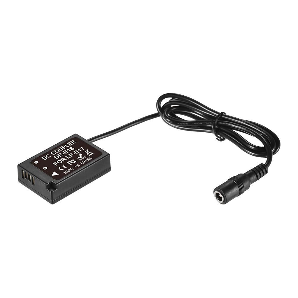 Andoer DR-E18 LP-E17 Dummy Battery Pack Coupler Adapter with DC Male Connector for Canon 200D/ 800D/ 760D/ 750D/ 77D/ M6/ M5 /Rebel T7i T6s T6i 8000D KISS X8i/ SL3/250D/Kiss X10