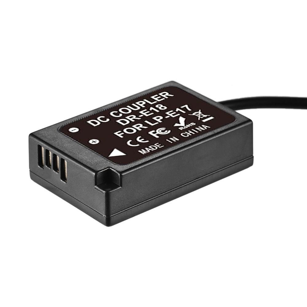 Andoer DR-E18 LP-E17 Dummy Battery Pack Coupler Adapter with DC Male Connector for Canon 200D/ 800D/ 760D/ 750D/ 77D/ M6/ M5 /Rebel T7i T6s T6i 8000D KISS X8i/ SL3/250D/Kiss X10