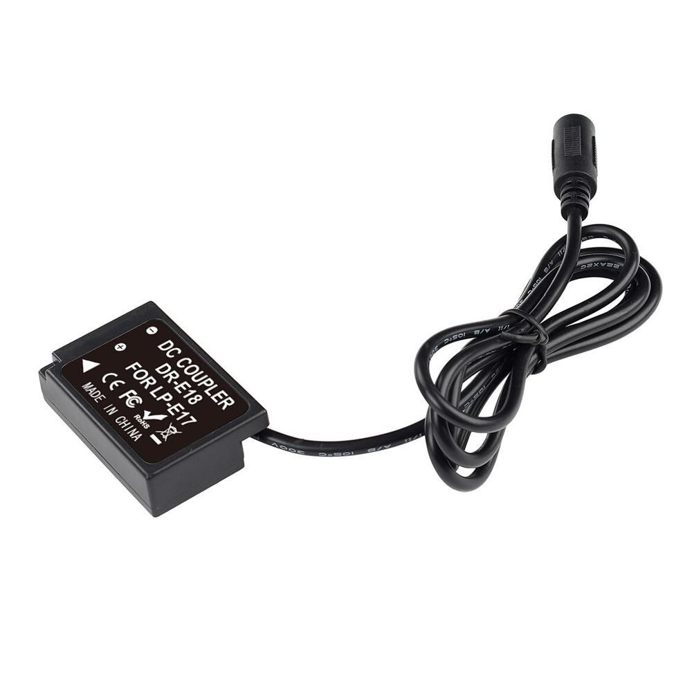 Andoer DR-E18 LP-E17 Dummy Battery Pack Coupler Adapter with DC Male Connector for Canon 200D/ 800D/ 760D/ 750D/ 77D/ M6/ M5 /Rebel T7i T6s T6i 8000D KISS X8i/ SL3/250D/Kiss X10