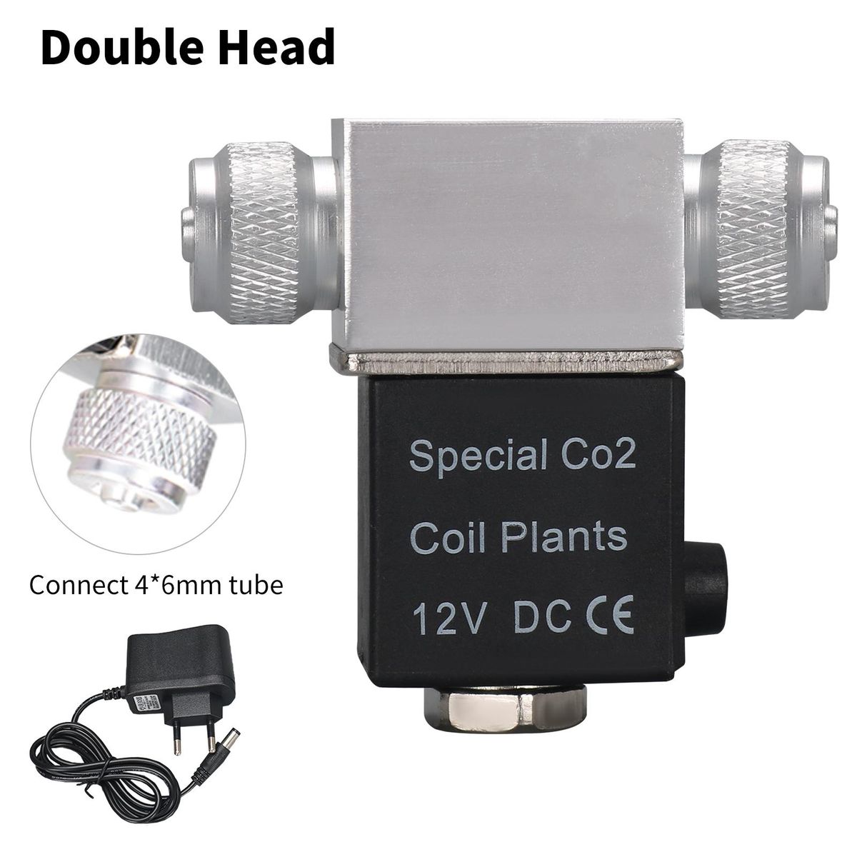 Solenoid Valve For Aquarium CO2 System Regulator DC 12V Output Connect 4*6mm Tube Or Bubble Counter Double Head Noiseless Low Temperature Version