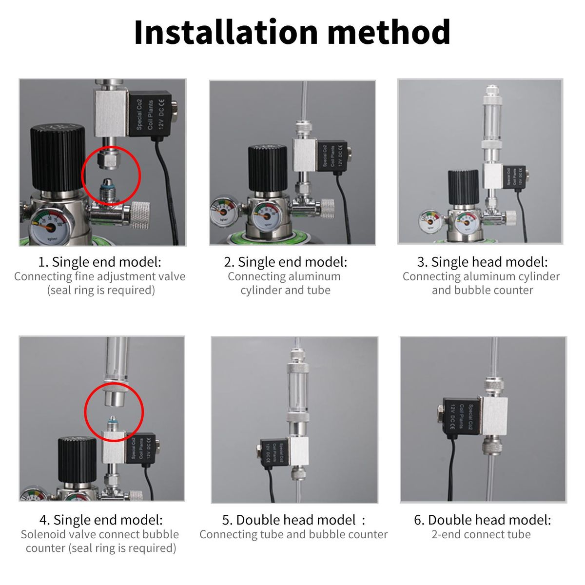 Solenoid Valve For Aquarium CO2 System Regulator DC 12V Output Connect 4*6mm Tube Or Bubble Counter Double Head Noiseless Low Temperature Version