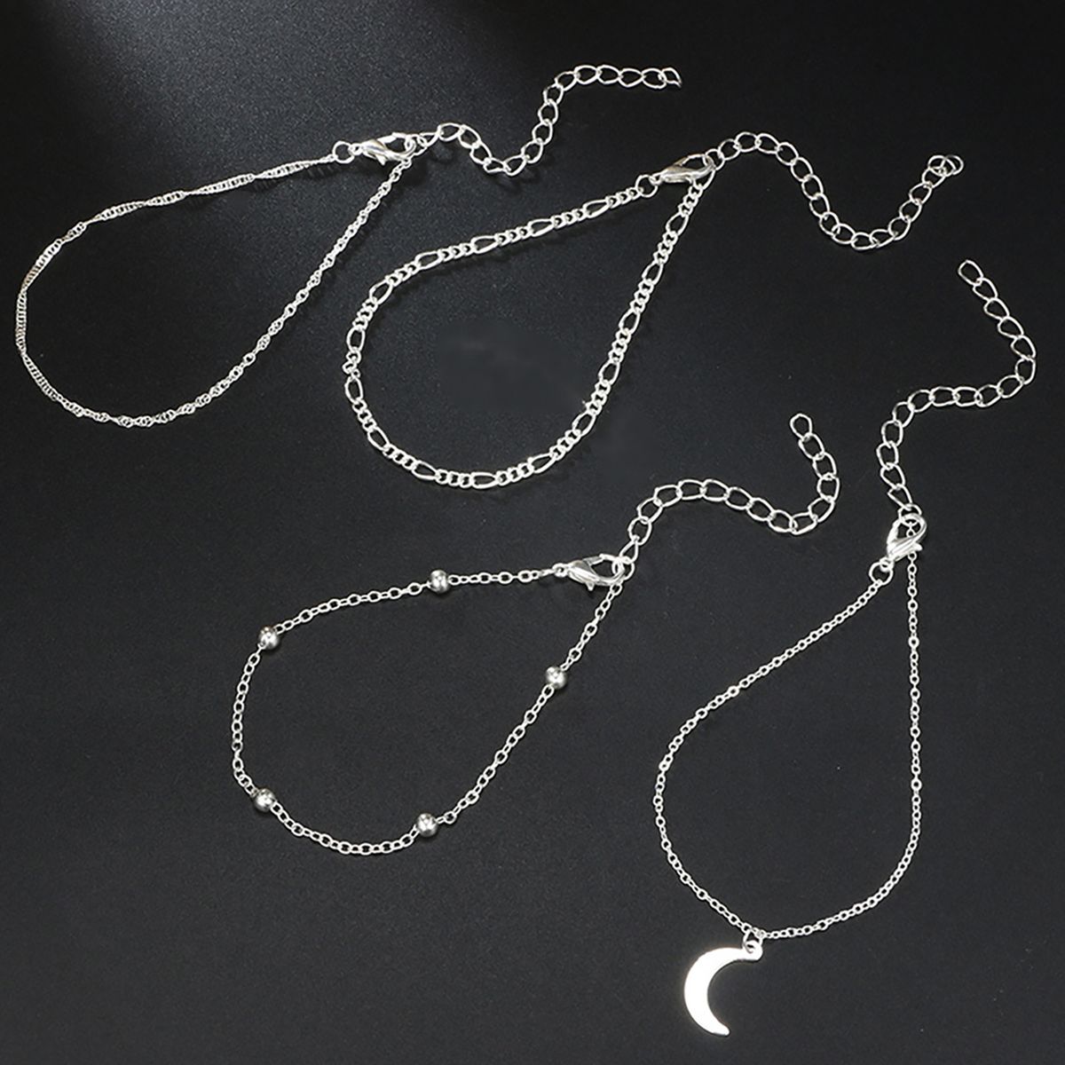 Anklet Moon Charm Exquisite Alloy Fashionable Ankle Bracelet For Dating-Silver