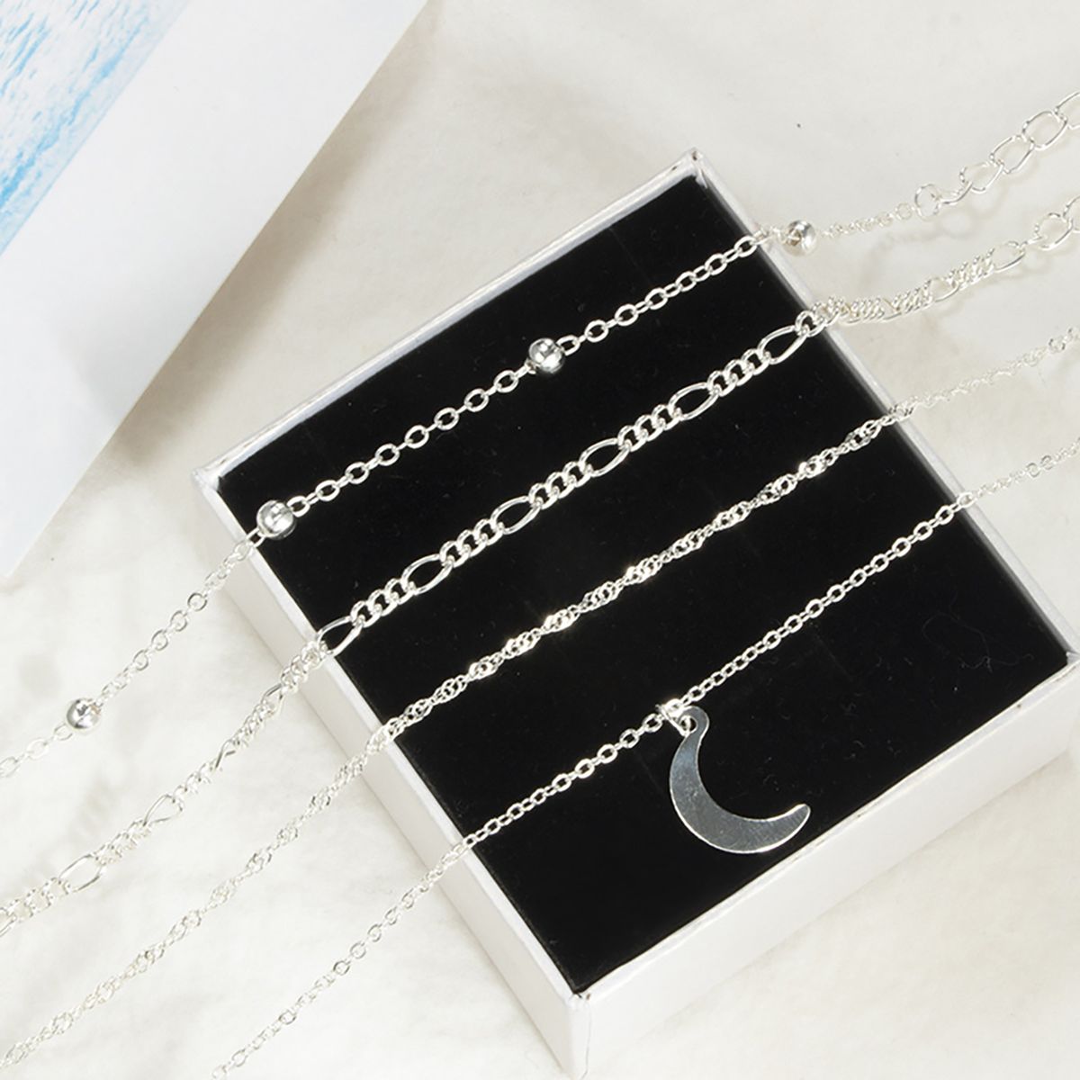 Anklet Moon Charm Exquisite Alloy Fashionable Ankle Bracelet For Dating-Silver