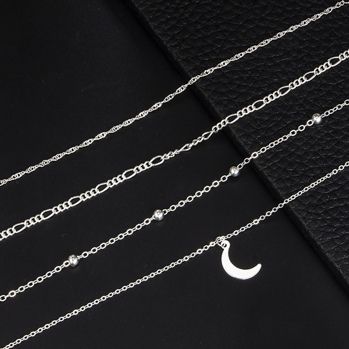 Anklet Moon Charm Exquisite Alloy Fashionable Ankle Bracelet For Dating-Silver