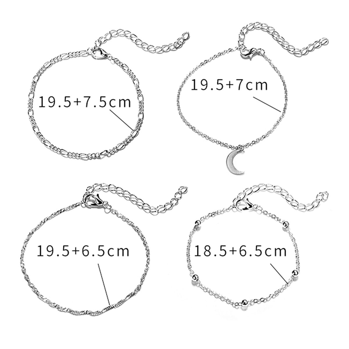 Anklet Moon Charm Exquisite Alloy Fashionable Ankle Bracelet For Dating-Silver