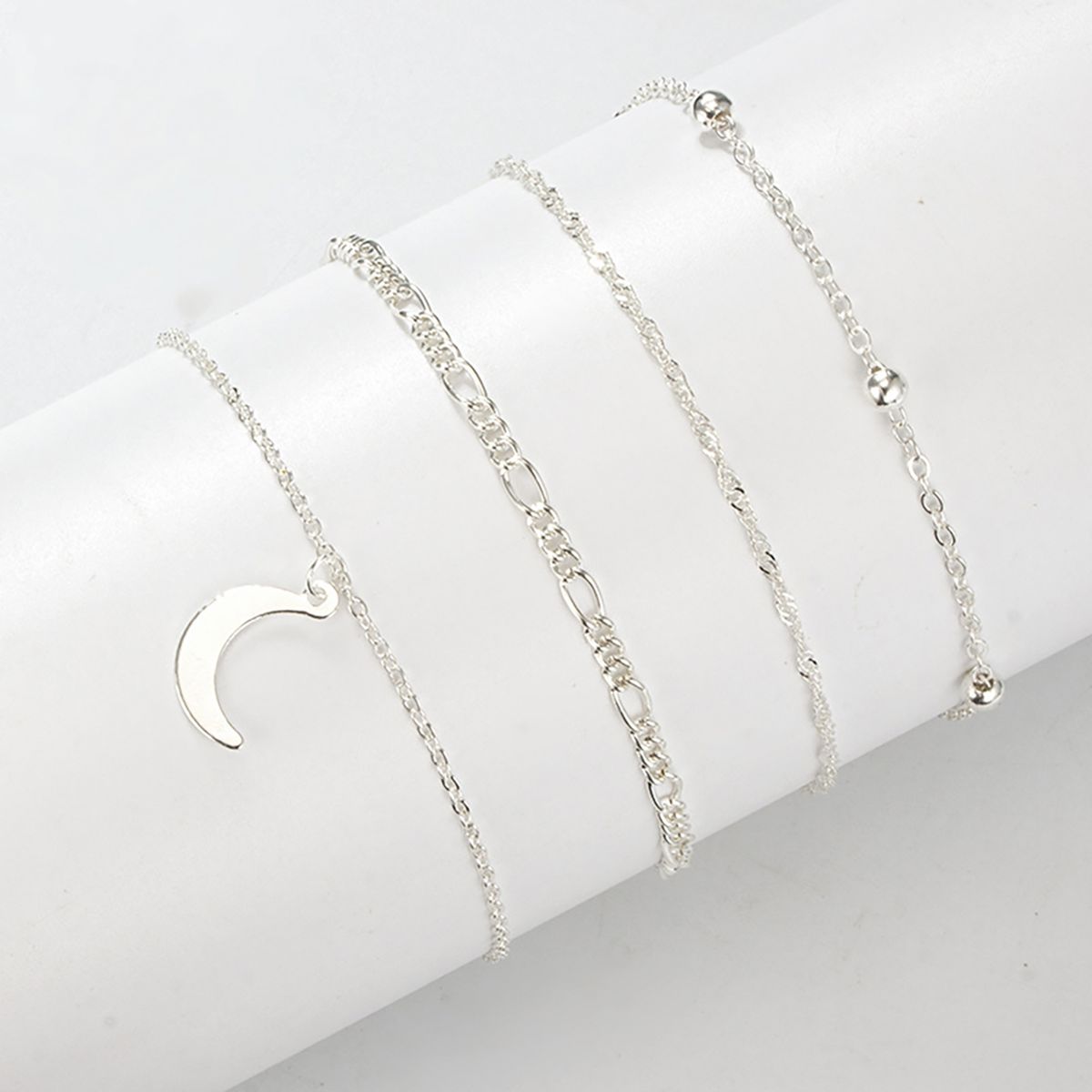 Anklet Moon Charm Exquisite Alloy Fashionable Ankle Bracelet For Dating-Silver