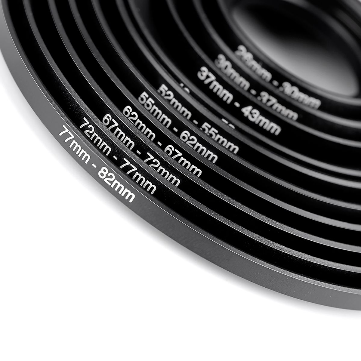 Neewer® 10 Pieces Anodized Black Metal Step-up Adapter Ring Set