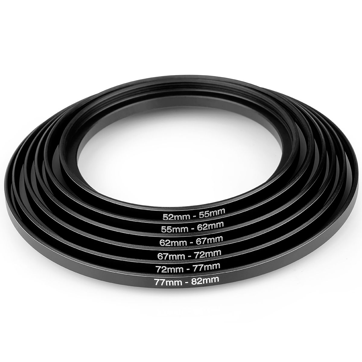 Neewer® 10 Pieces Anodized Black Metal Step-up Adapter Ring Set