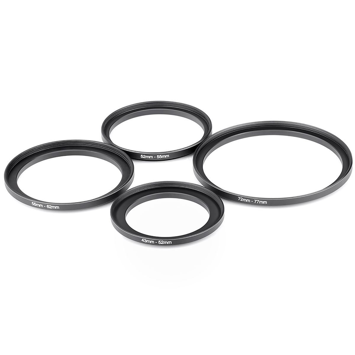 Neewer® 10 Pieces Anodized Black Metal Step-up Adapter Ring Set