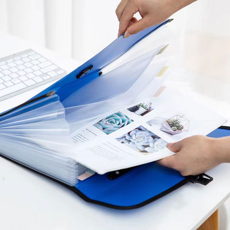 Portable 13 Pockets A4 Size Expanding Wallet File Folder Paper Document Storage Organ Bag Holder Office School Organizer Case Black