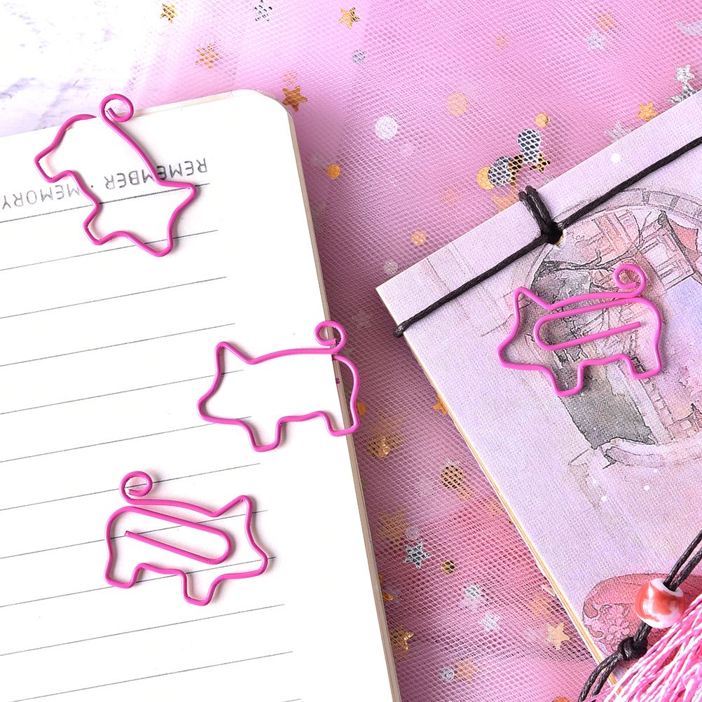 4pcs/lot Pink Flamingo Pig Bookmark Planner Paper Clip For