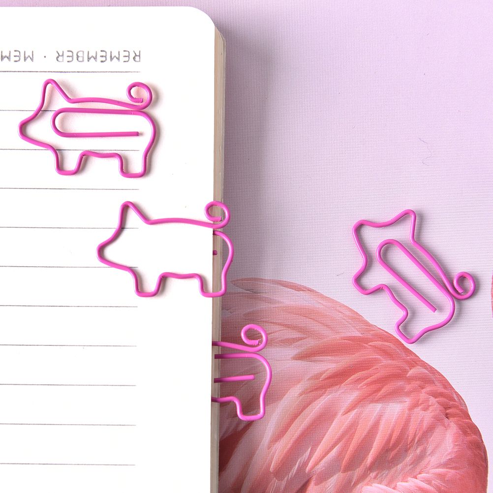 4pcs/lot Pink Flamingo Pig Bookmark Planner Paper Clip For