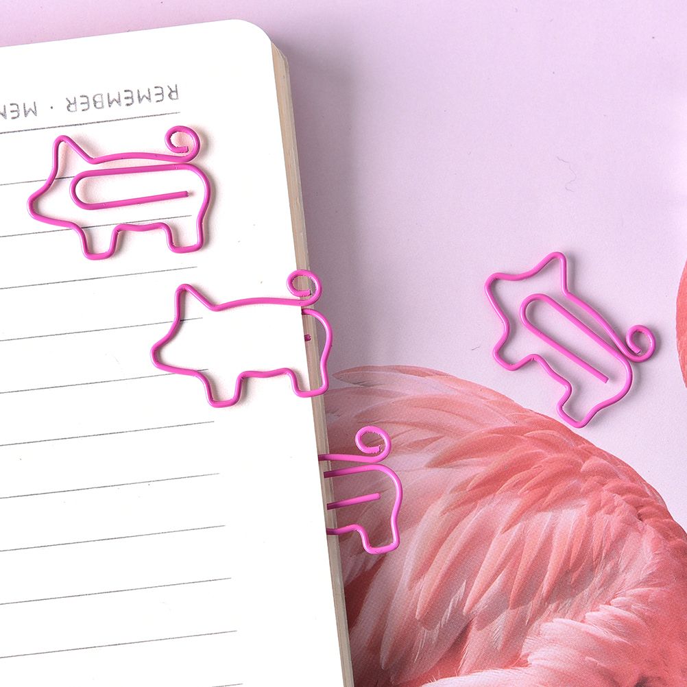 4pcs/lot Pink Flamingo Pig Bookmark Planner Paper Clip For