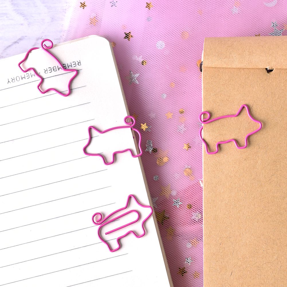 4pcs/lot Pink Flamingo Pig Bookmark Planner Paper Clip For