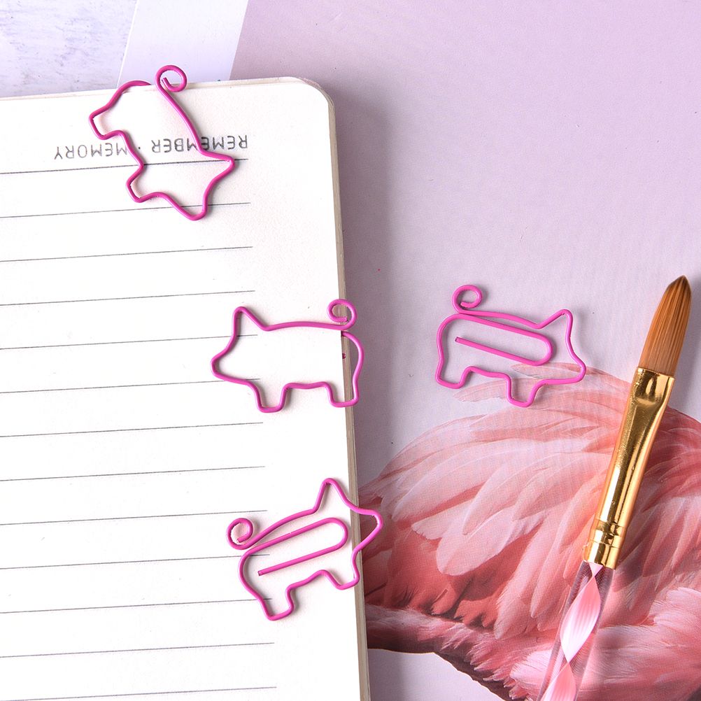 4pcs/lot Pink Flamingo Pig Bookmark Planner Paper Clip For
