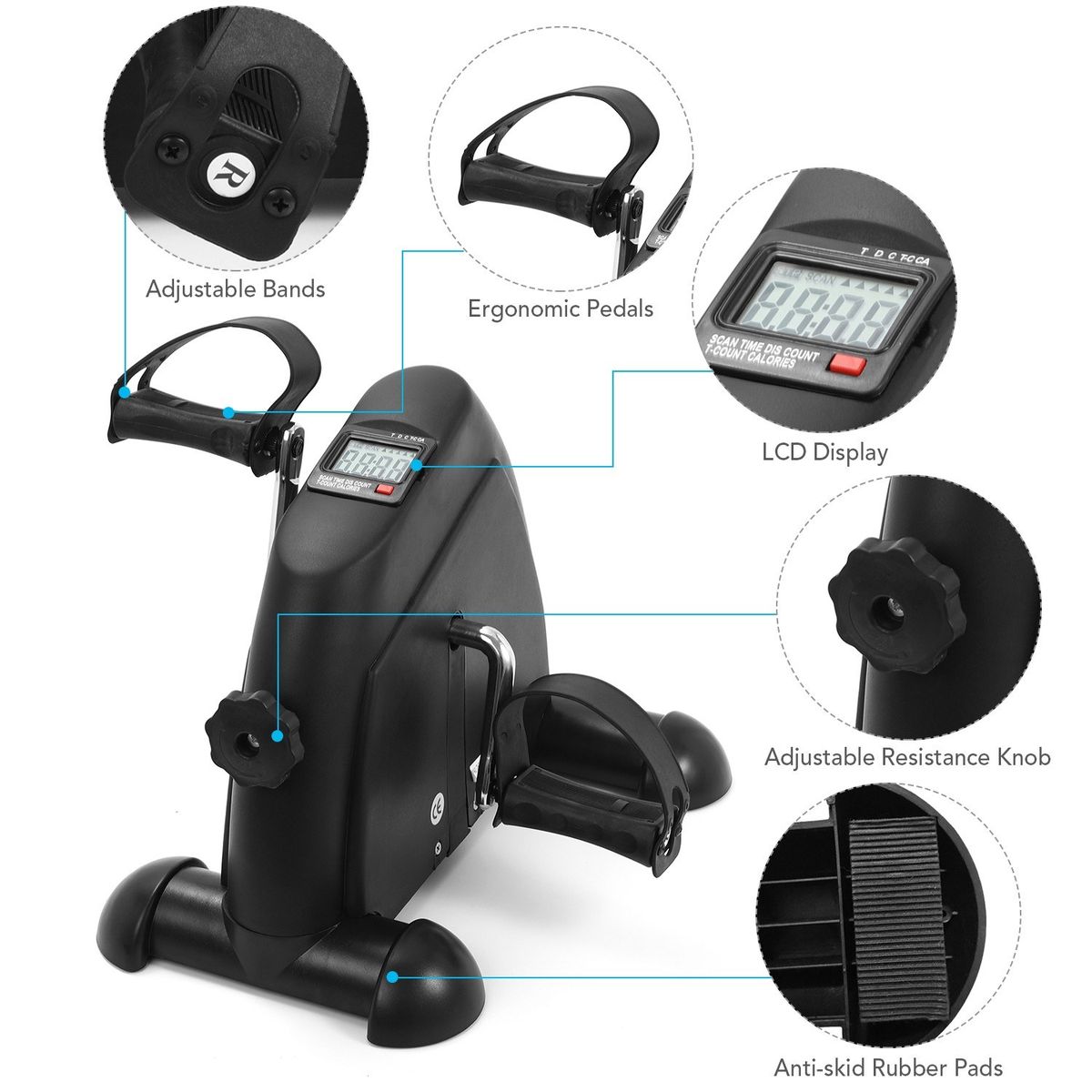 Mini Pedal Stepper Exercise Machine LCD Display Indoor