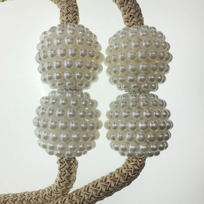 4 Pieces Pearl Curtain Tiebacks European Holdback With Light Brown