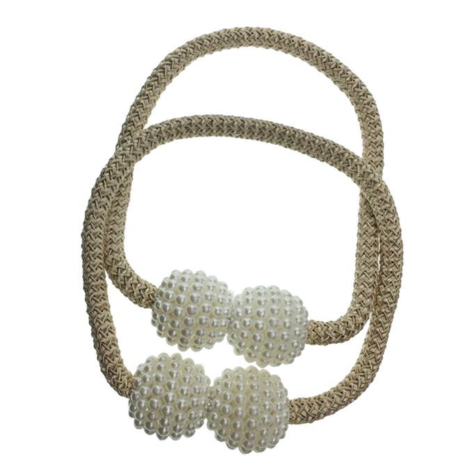 4 Pieces Pearl Curtain Tiebacks European Holdback With Light Brown