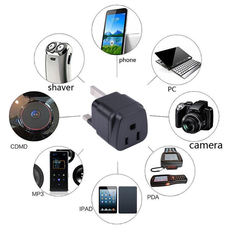 Three-hole US To UK Plug Socket Power Adapter With Fuse