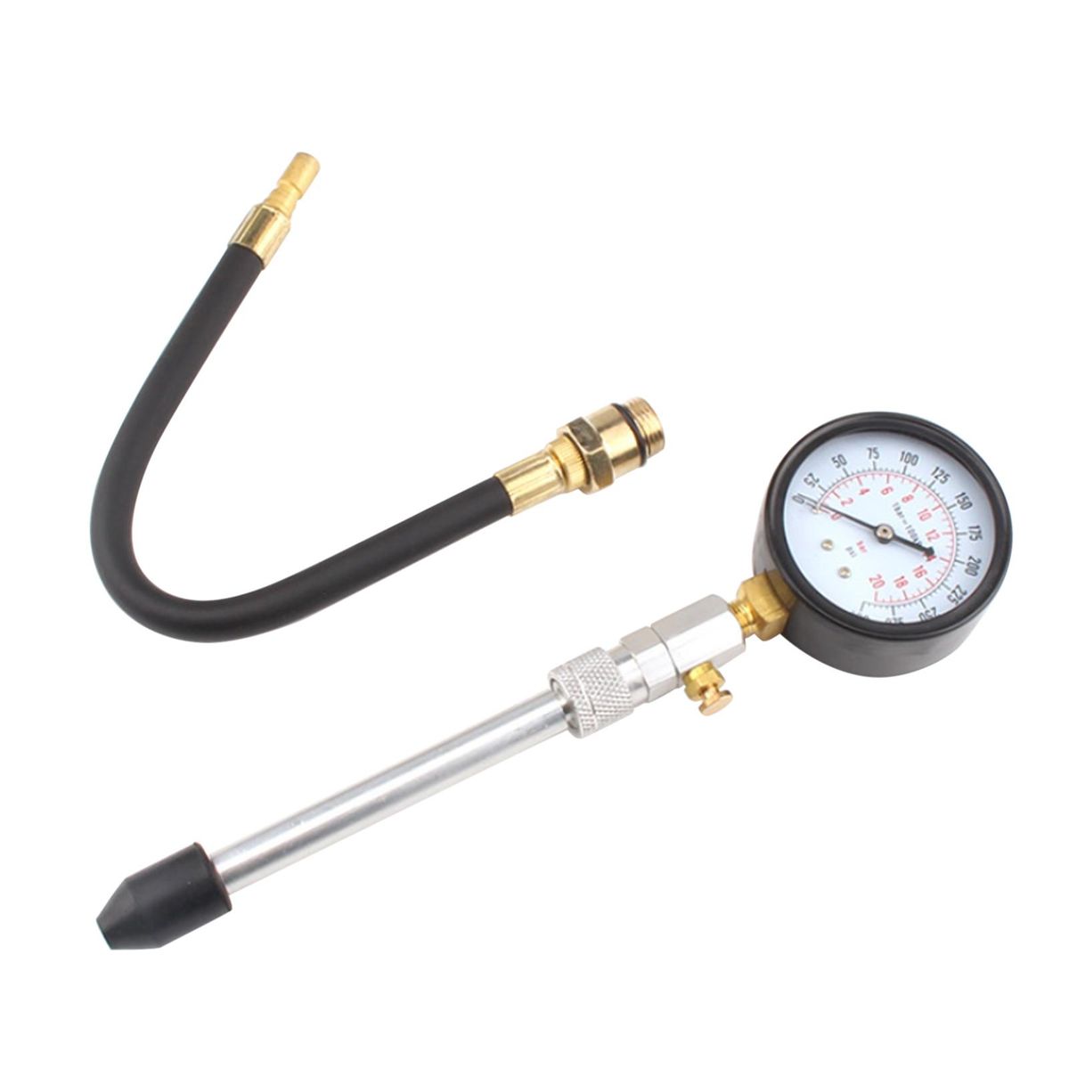 Petrol Engine Compression Tester Kit Gases Engine Cylinder Compressor Gauge Meter Testing Tool Set for Automotives Motorcycle Repairing