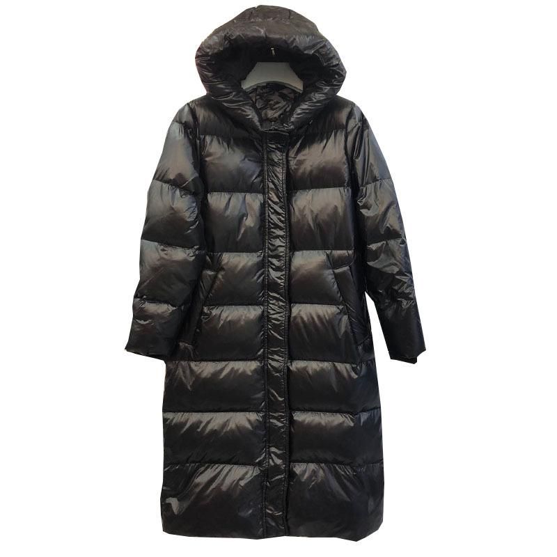 Off season glossy down jacket for women 2022 new mid length, knee length, oversized white duck down